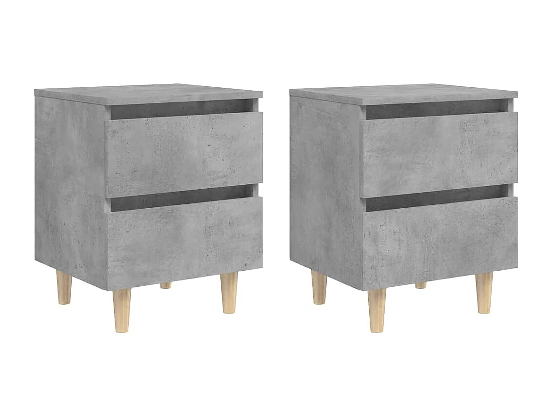 Lot de 2 Tables de chevet pieds en pin Gris béton 40x35x50 cm GHR53321