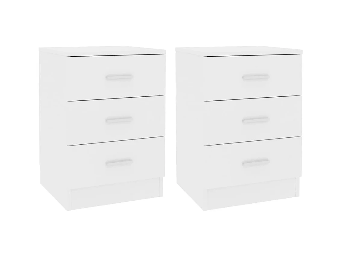 Lot de 2 Tables de chevet Blanc 38x35x56 cm Bois d'ingénierie GHR27375
