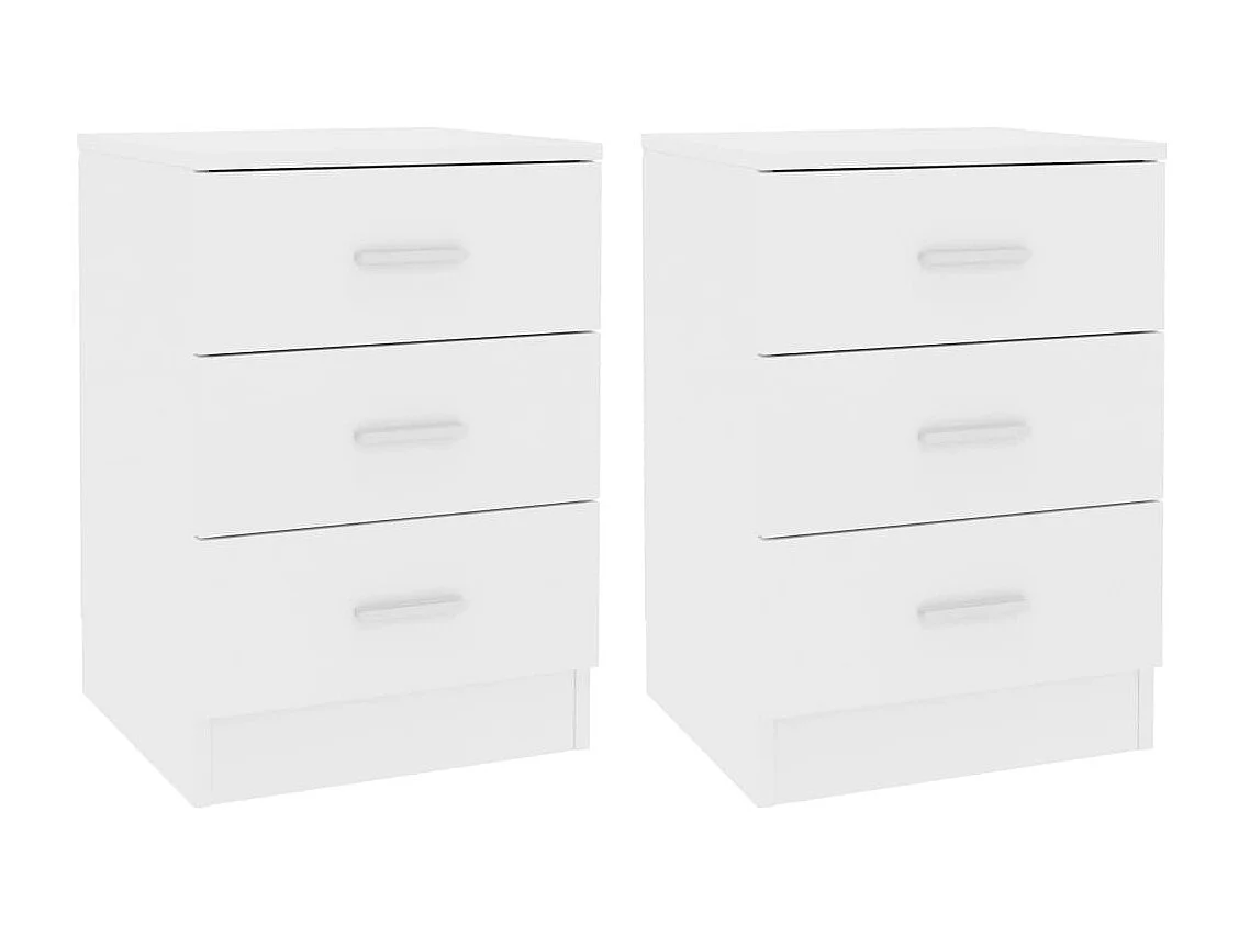 Lote de 2 Mesitas de noche madera contrachapada blanco 38x35x56 cm ES77742