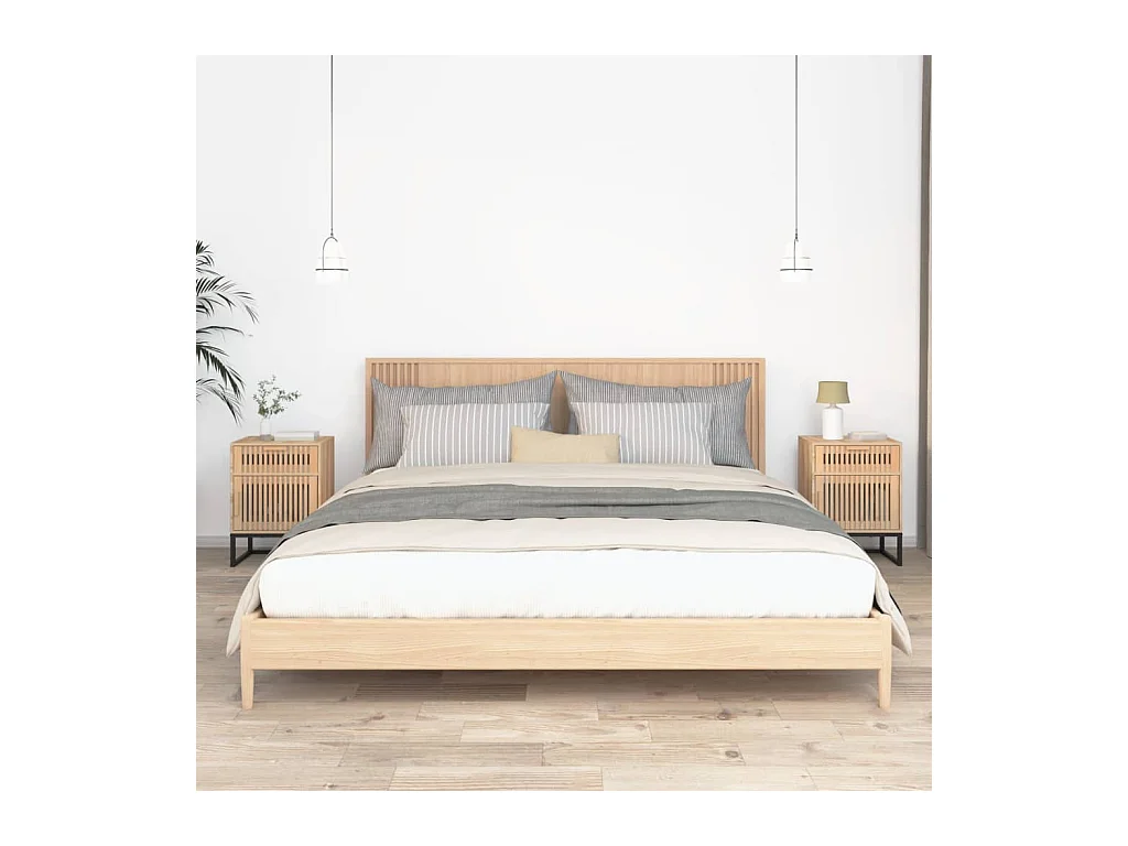 Lot de 2 Tables de chevet 40x30x55,5 cm bois ingénierie et fer GHR67105