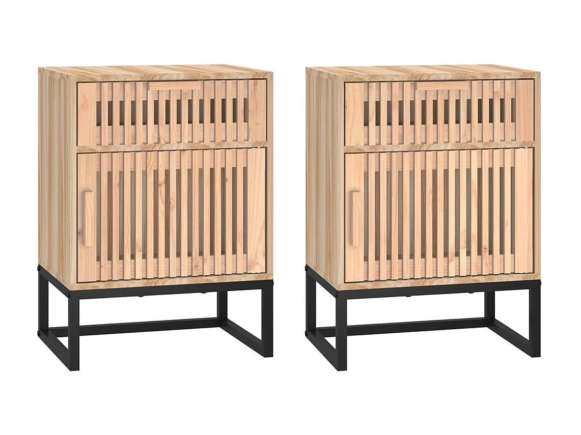 Nachtkastjes 2 st 40x30x55,5 cm bewerkt hout en ijzer NL71062