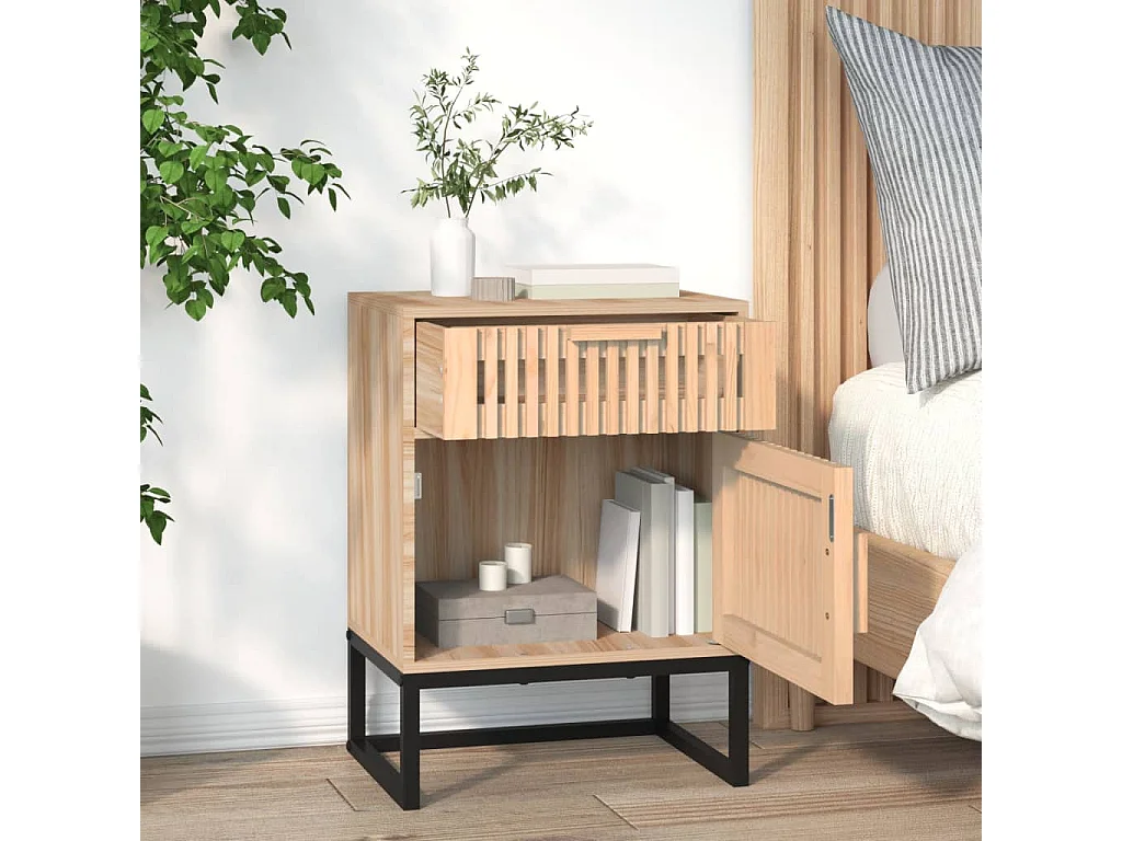 Nachtkastjes 2 st 40x30x55,5 cm bewerkt hout en ijzer NL71062