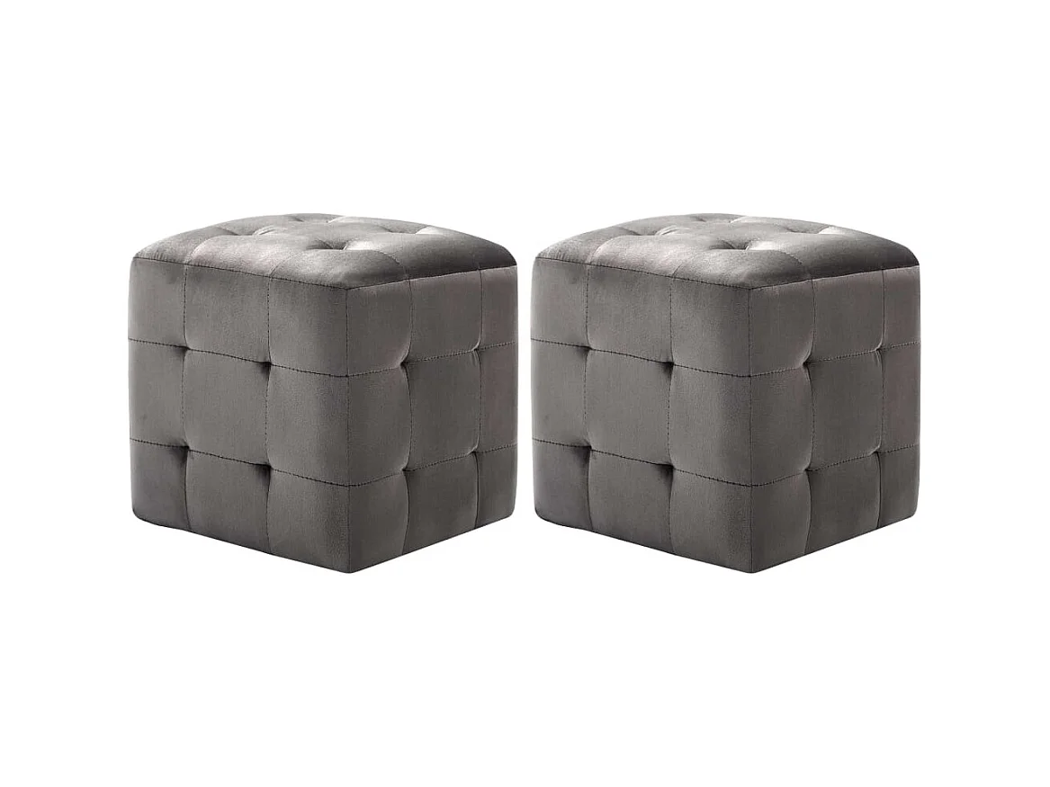 Lot de 2 Tables de chevet Gris 30x30x30 cm Tissu velours GHR97199