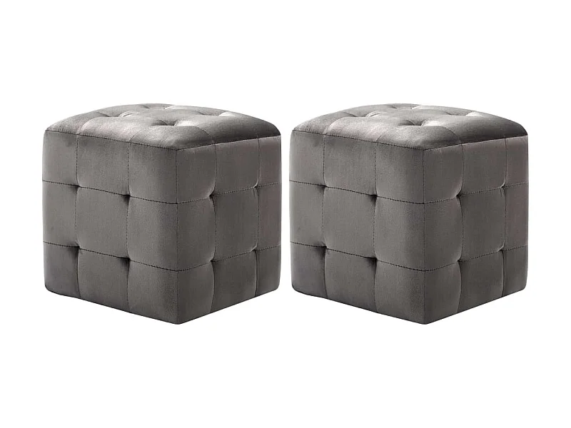 Lot de 2 Tables de chevet Gris 30x30x30 cm Tissu velours GHR97199