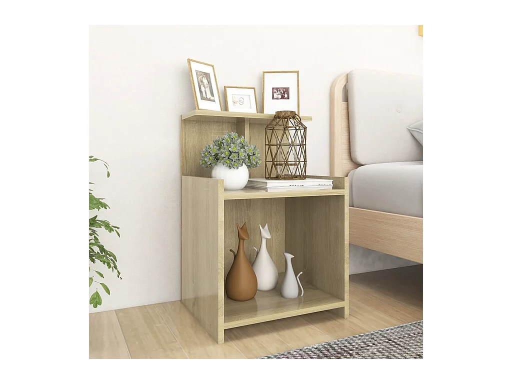 Lot de 2 Tables de chevet Chêne sonoma 40x35x60 cm Aggloméré GHR11541