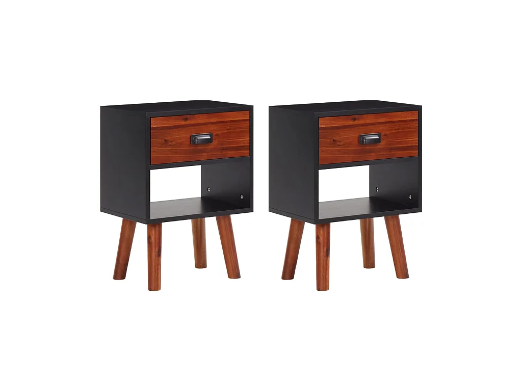Lot de 2 Tables de chevet Bois d'acacia massif 40x30x57 cm GHR14796