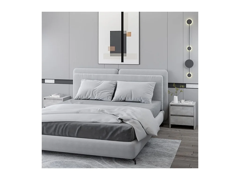 Lot de 2 Tables de chevet Gris béton 45x34,5x44,5 cm Aggloméré GHR36646