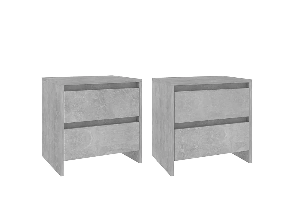 Lot de 2 Tables de chevet Gris béton 45x34,5x44,5 cm Aggloméré GHR36646