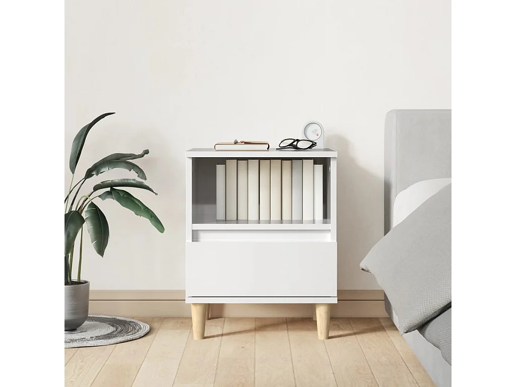 Mesas de cabeceira 2 pcs 40x35x50 cm branco brilhante PT75026