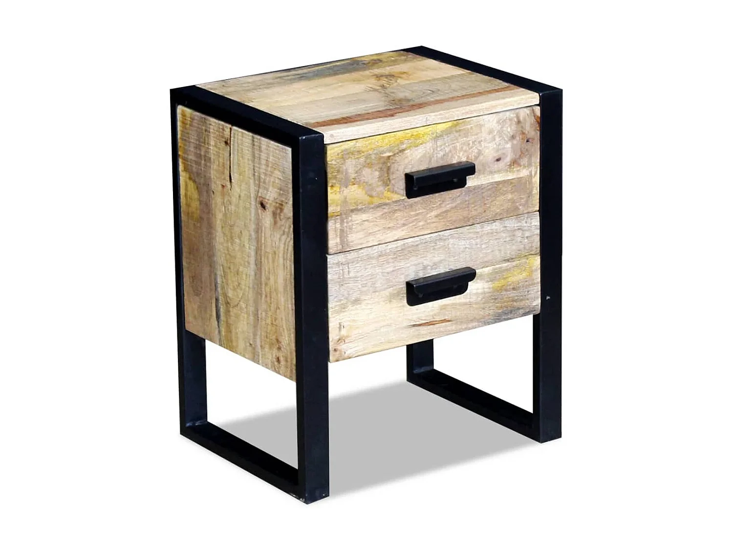 Table de chevet à 2 tiroirs 43 x 33 x 51 cm Bois de manguier massif GHR66075