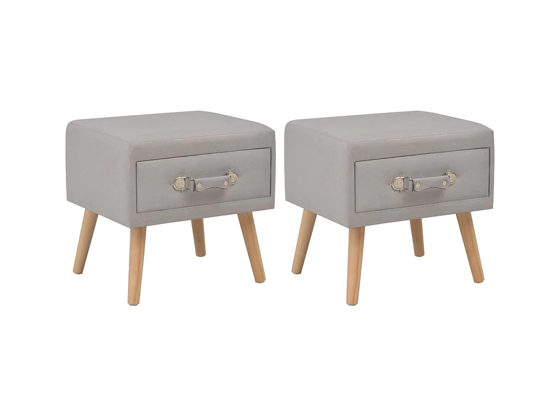 Lot de 2 Tables de chevet Gris 40x35x40 cm Tissu GHR30148