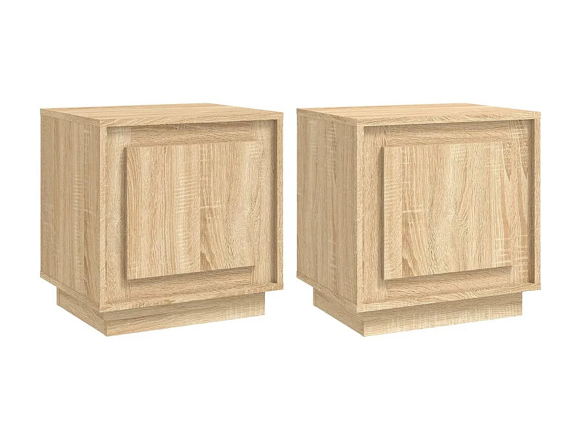 Lote de 2 Mesitas de noche madera contrachapada roble 44x35x45 cm ES29990