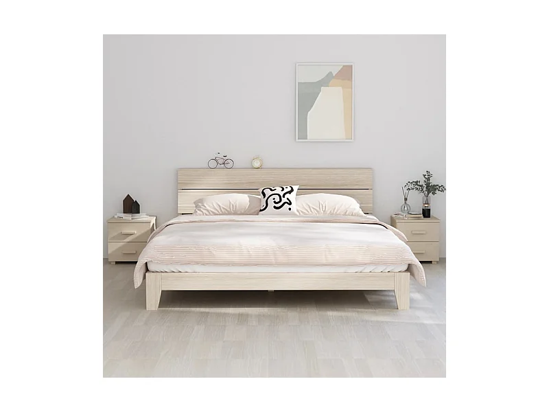 Lot de 2 Tables de chevet HAMAR Marron miel 40x35x44,5cm Bois GHR37938