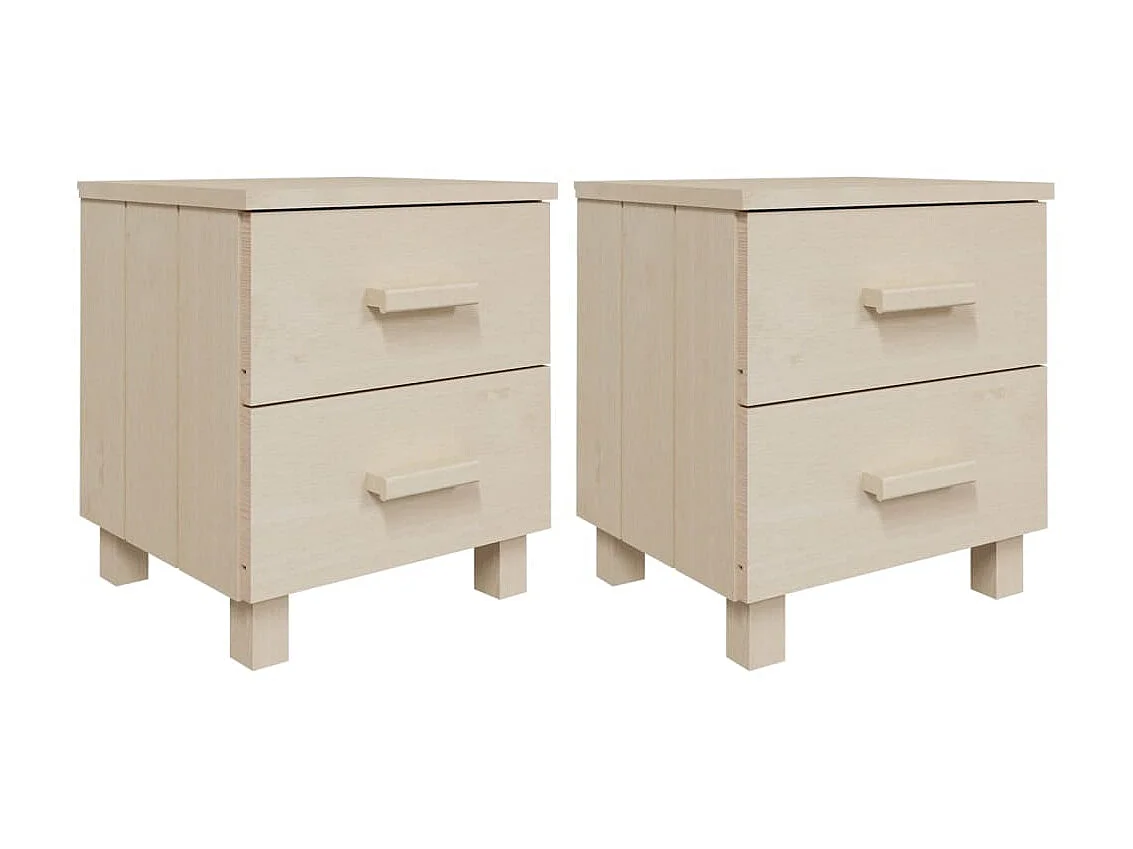 Lot de 2 Tables de chevet HAMAR Marron miel 40x35x44,5cm Bois GHR37938