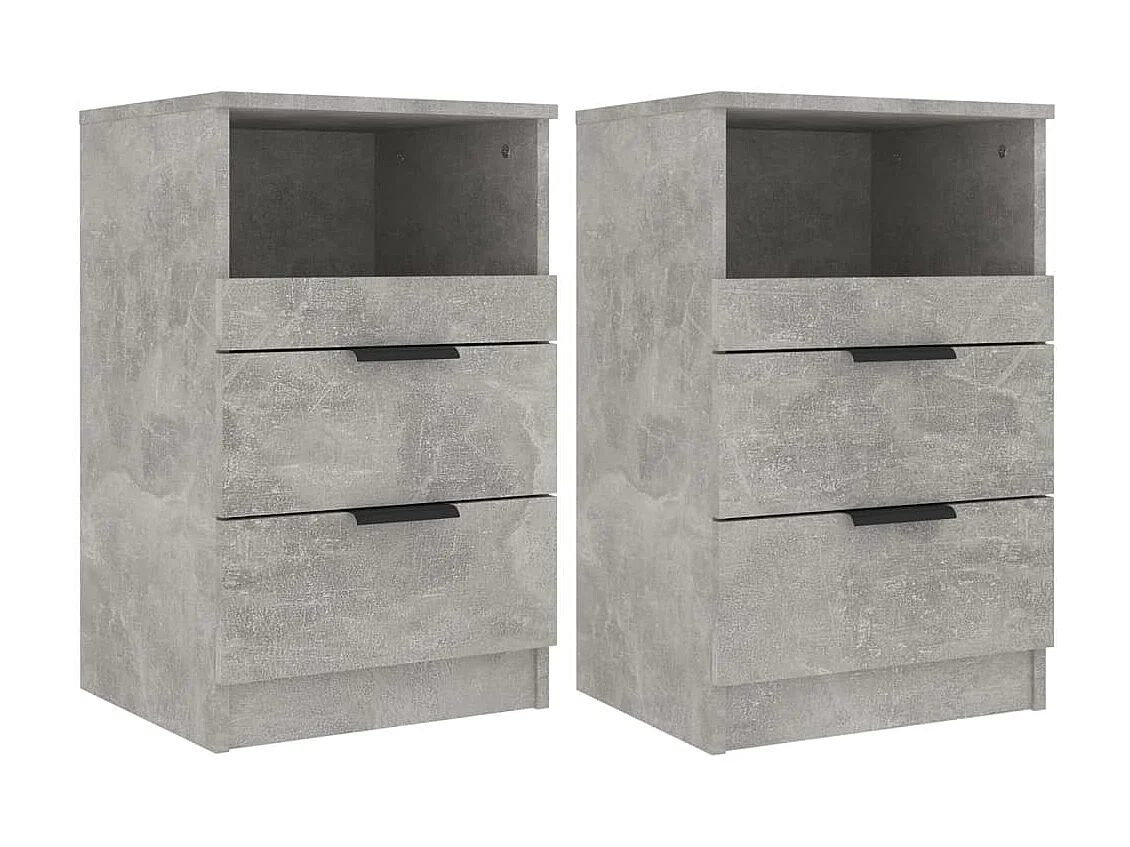 Lot de 2 Tables de chevet Gris béton Bois d'ingénierie GHR11412