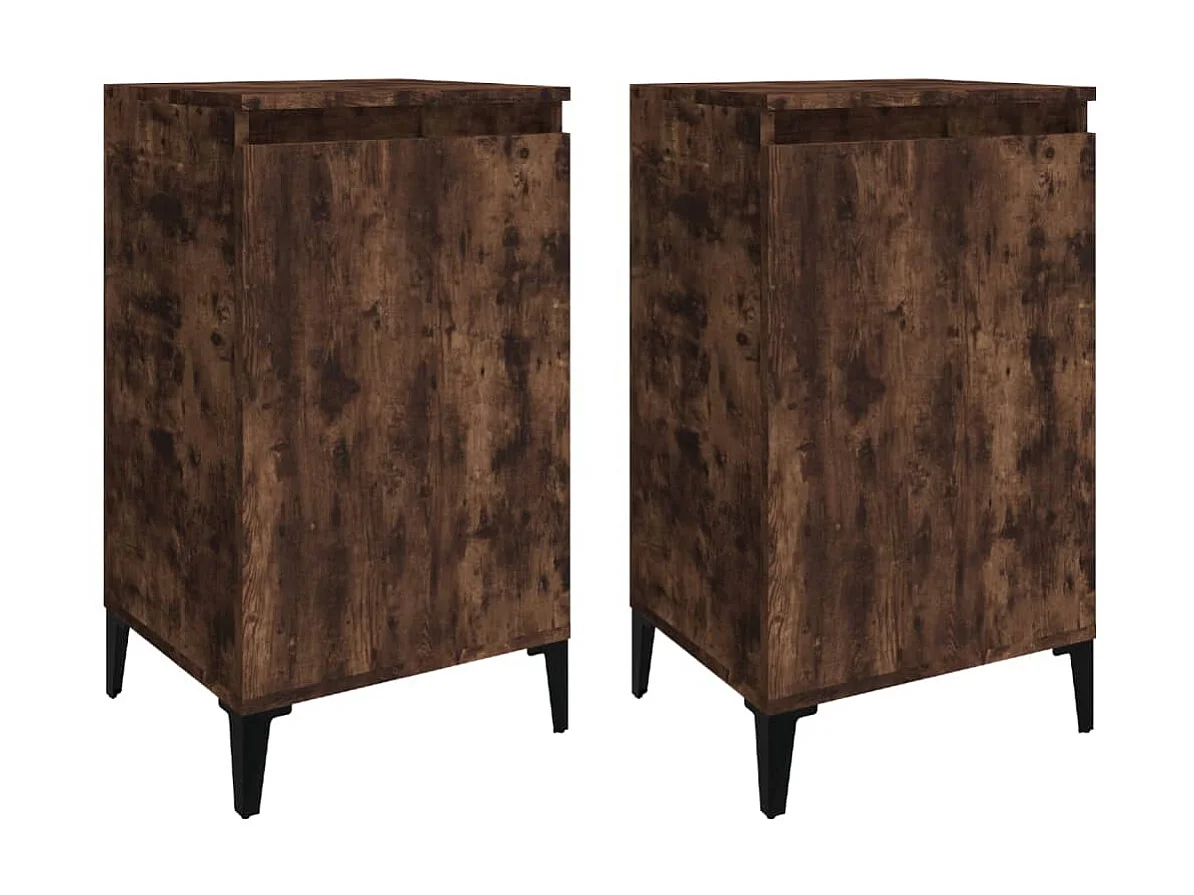 Lot de 2 Tables de chevet chêne fumé 40x35x70 cm bois d'ingénierie GHR96977