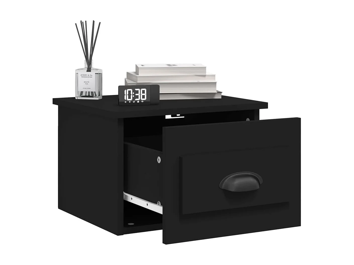 Lote de 2 Mesitas de noche de pared negra 41,5x36x28 cm ES83506