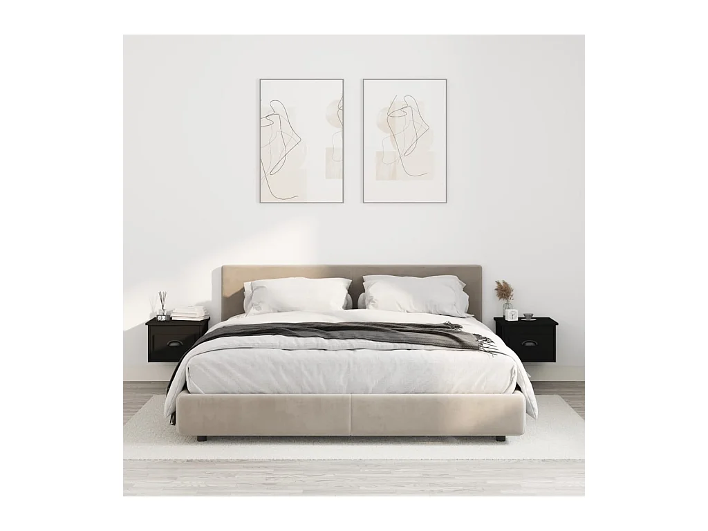 Nachtkastjes 2 st wandgemonteerd 41,5x36x28 cm zwart NL90824