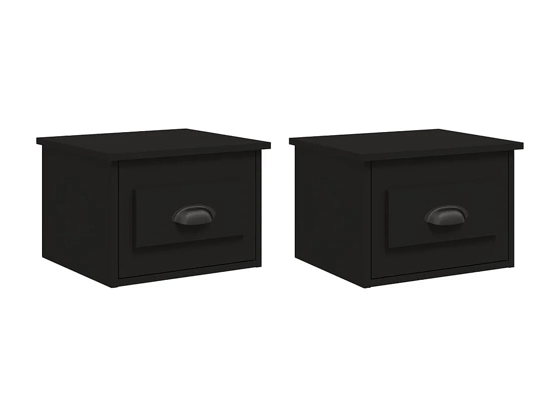 Lot de 2 Tables de chevet murales noir 41,5x36x28 cm GHR52711