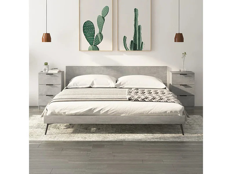 Lot de 2 Tables de chevet Gris béton 40x36x65 cm GHR31724