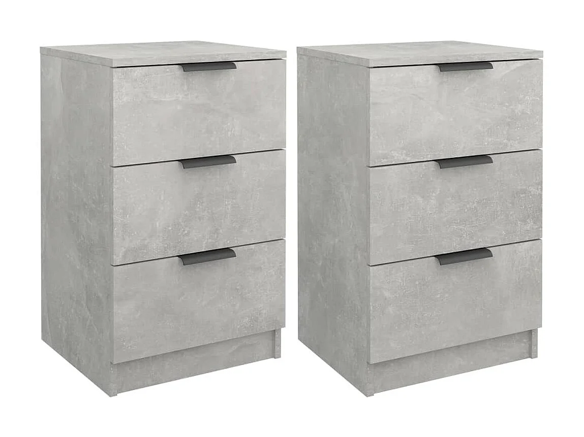 Lot de 2 Tables de chevet Gris béton 40x36x65 cm GHR31724