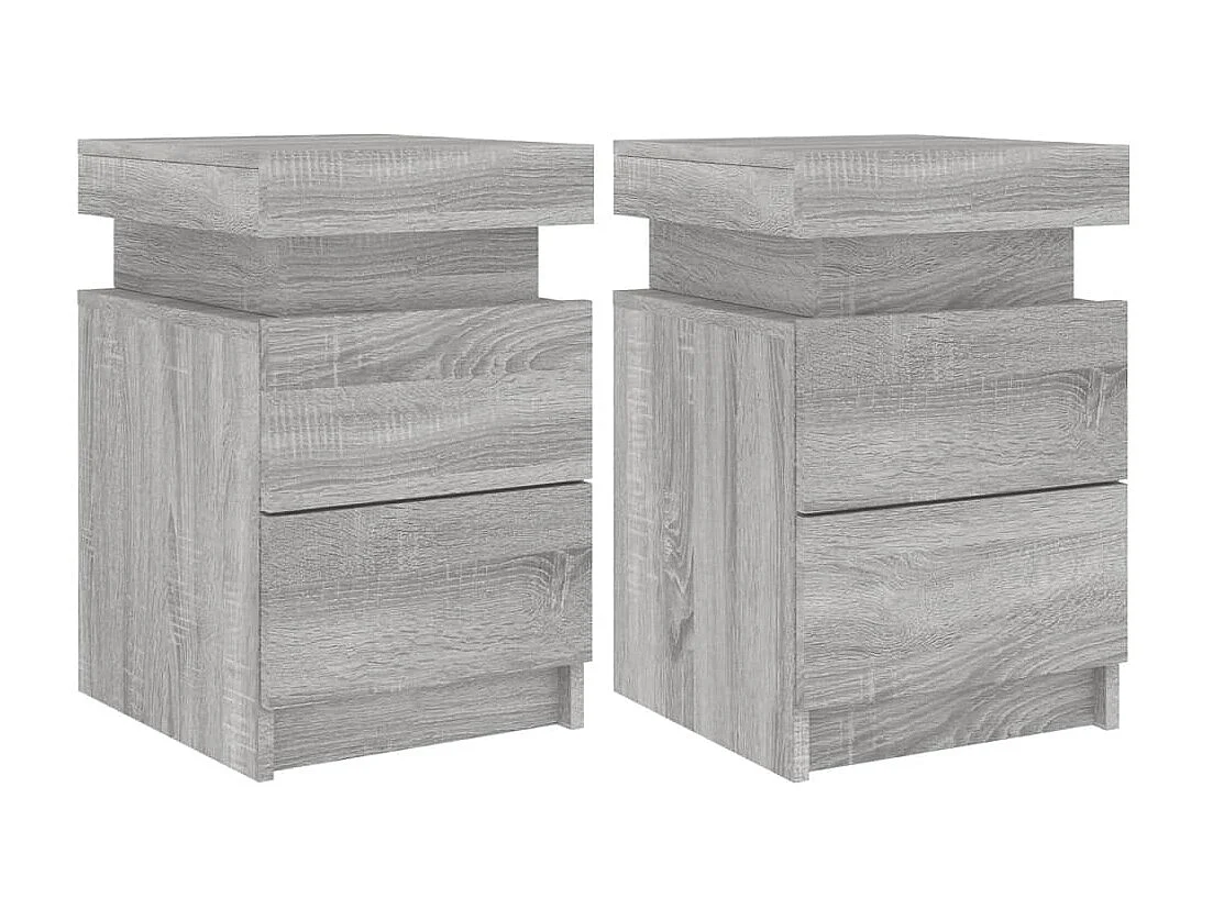Lot de 2 Tables de chevet avec lumières LED sonoma gris 35x39x55cm GHR78248