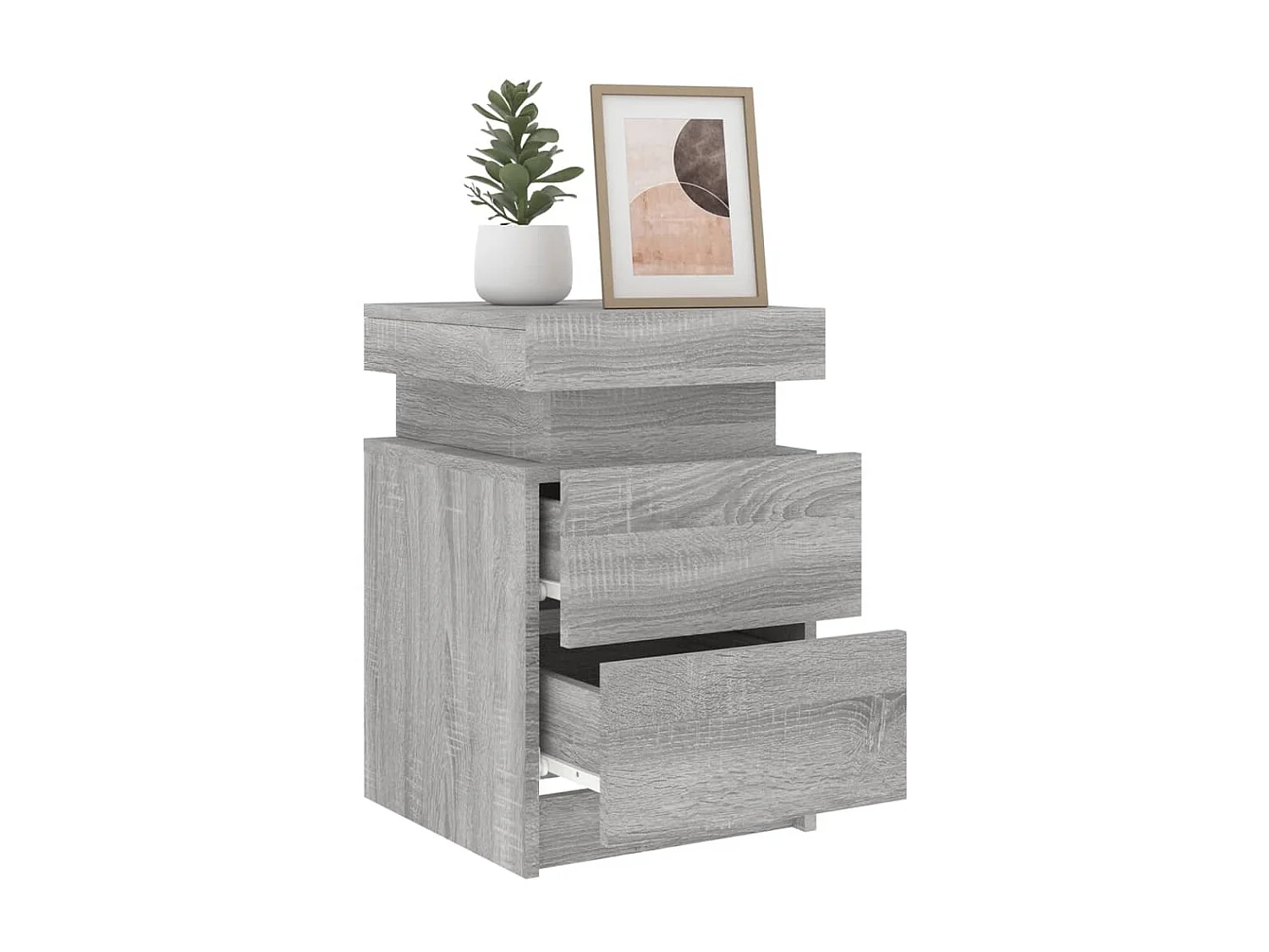 Nachtkastjes met LED 2 st 35x39x55 cm grijs sonoma eikenkleurig NL65721