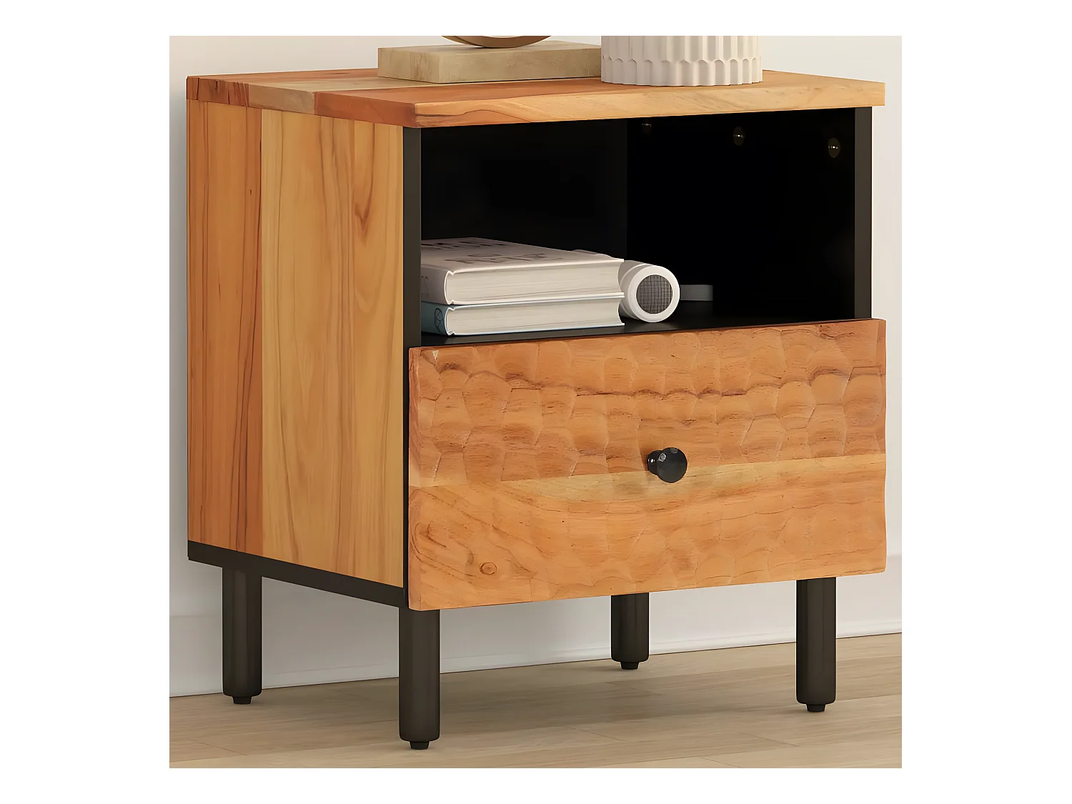 Table de chevet 40x33x46 cm Bois d'acacia massif GHR59324