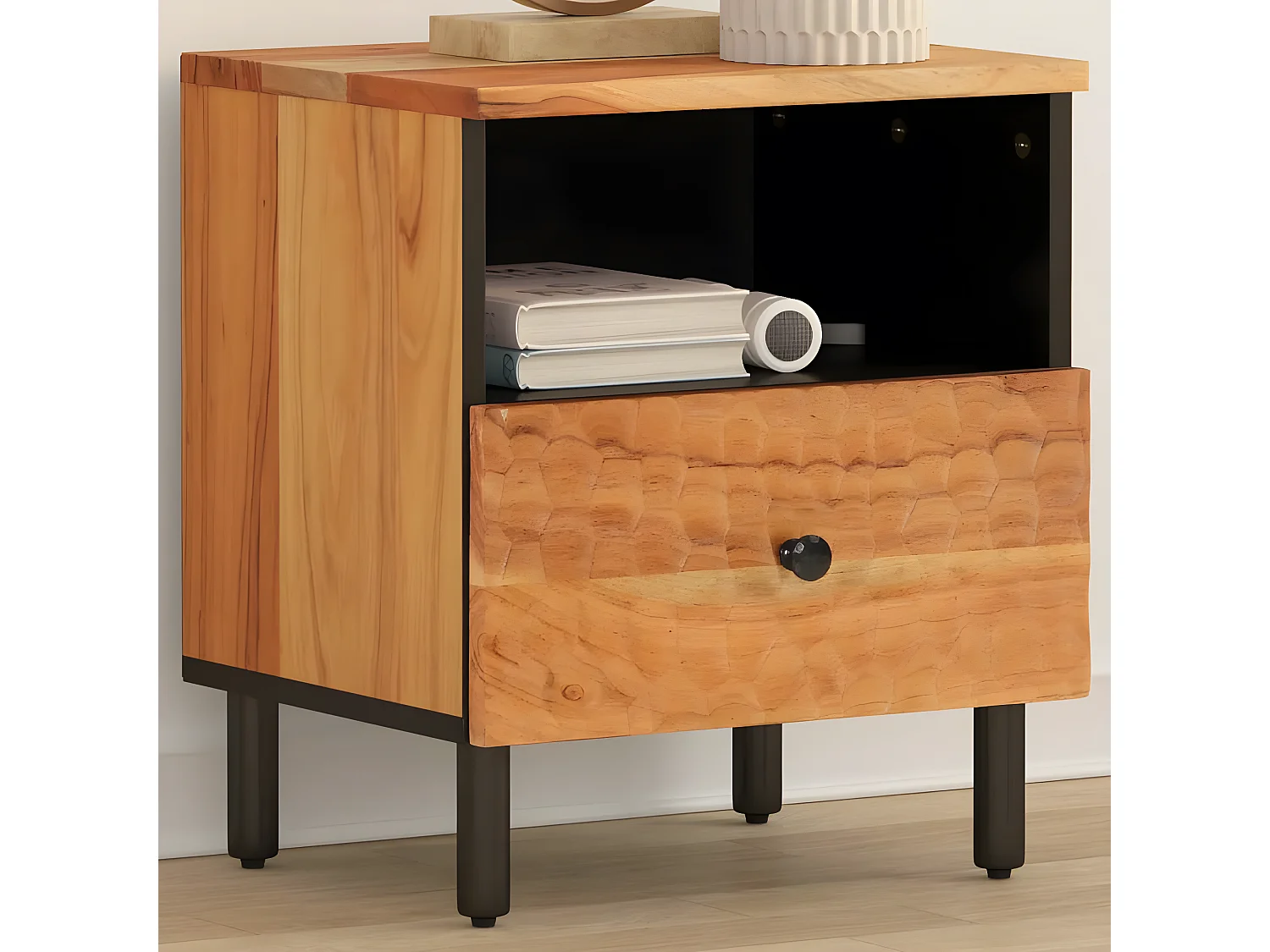 Nachtkastje 40x33x46 cm massief acaciahout NL20351