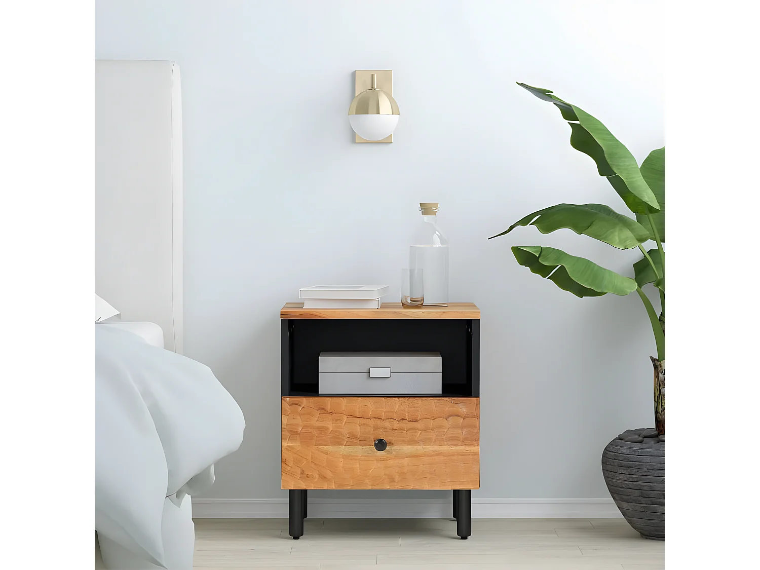 Nachtkastje 40x33x46 cm massief acaciahout NL20351