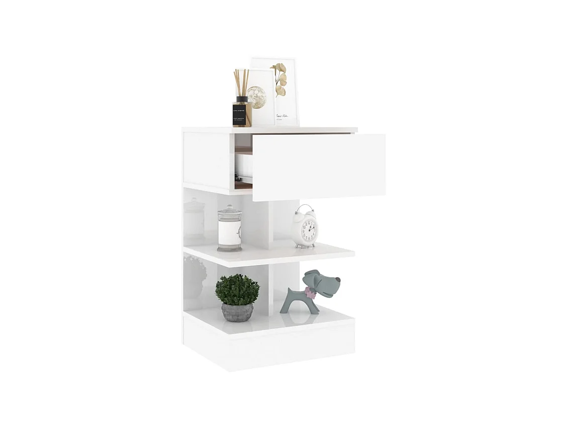 Lot de 2 Tables de chevet Blanc brillant 40x35x65 cm GHR80813