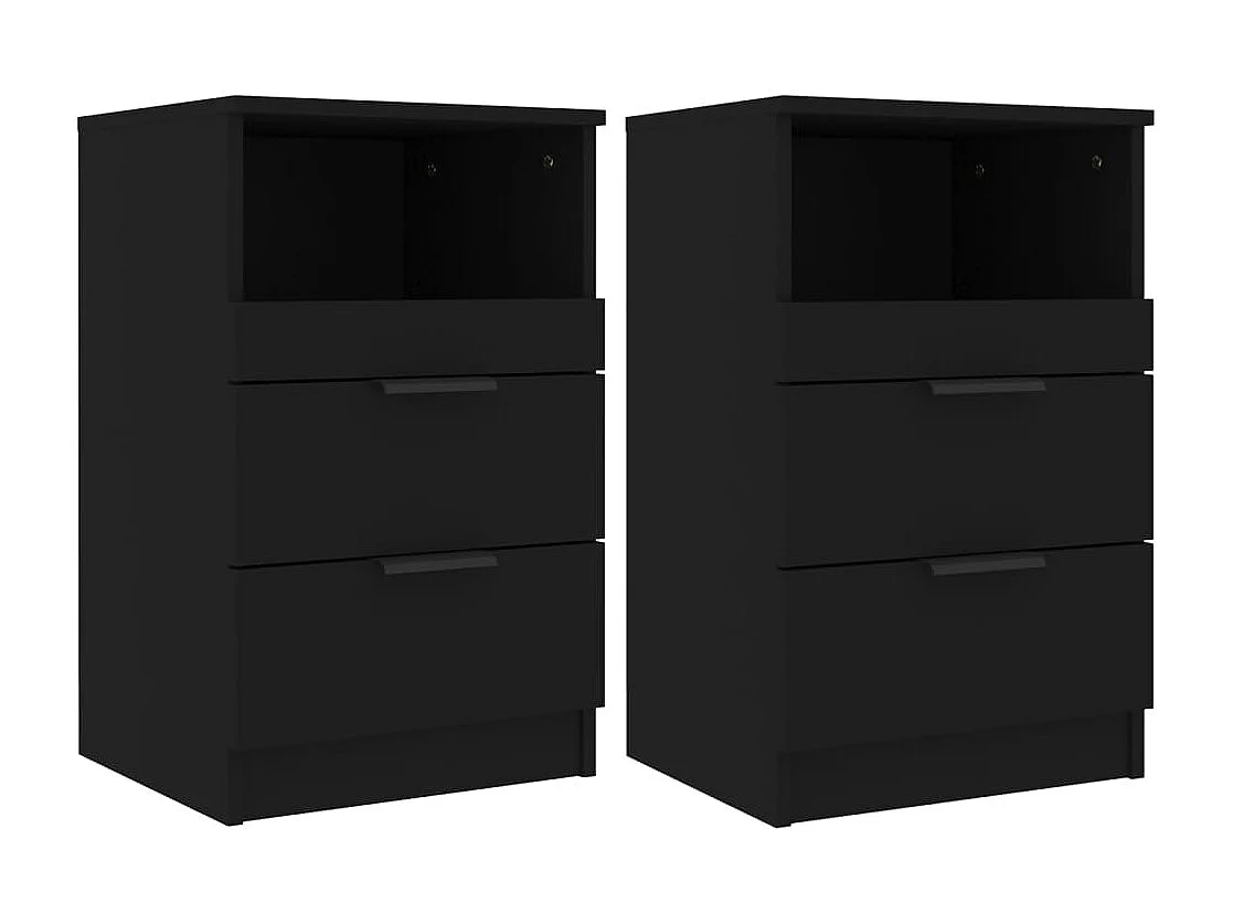 Nachtkastjes 2 st bewerkt hout zwart NL94670