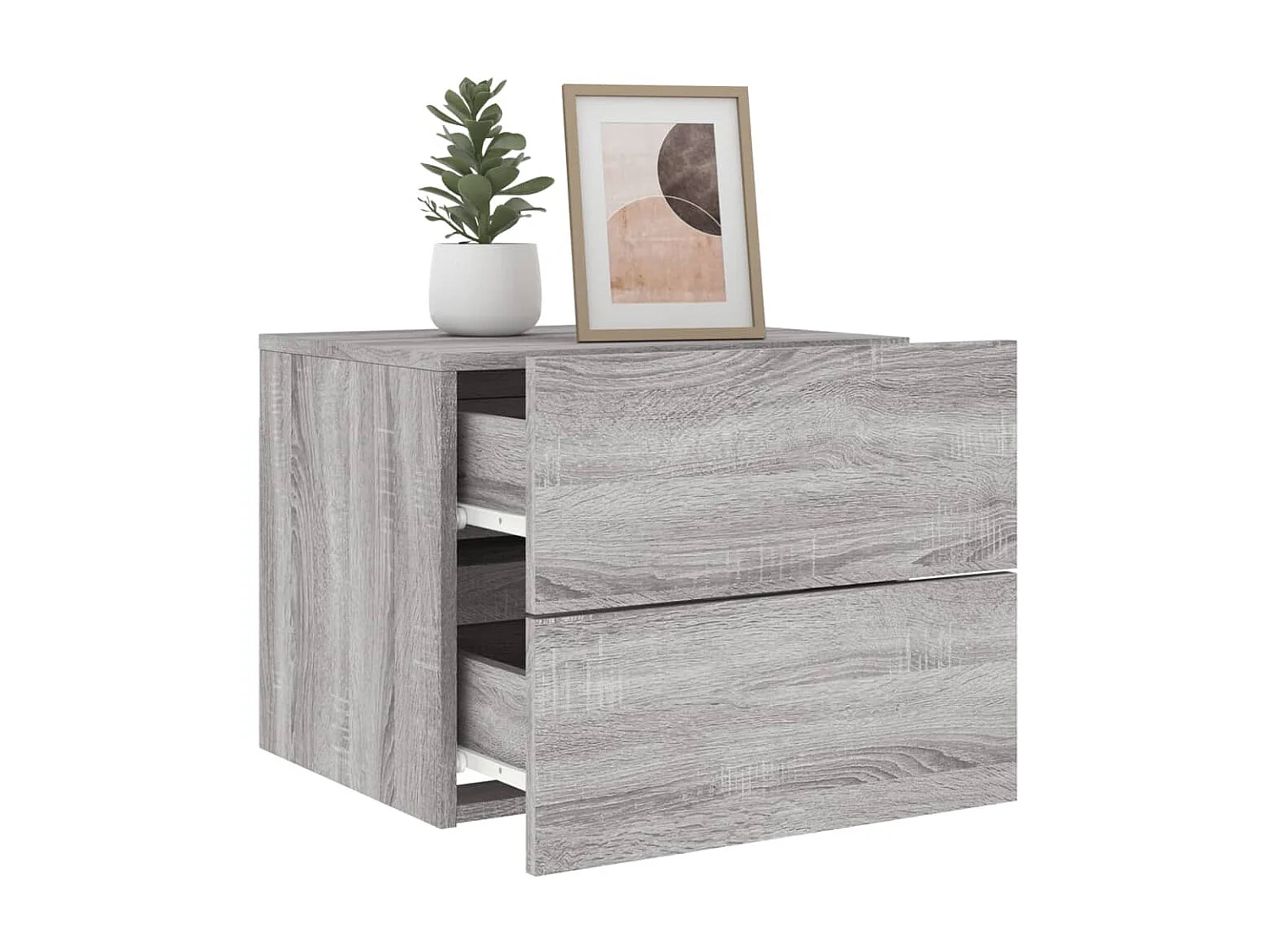 Lot de 2 Tables de chevet murales avec lumières LED sonoma gris GHR33418