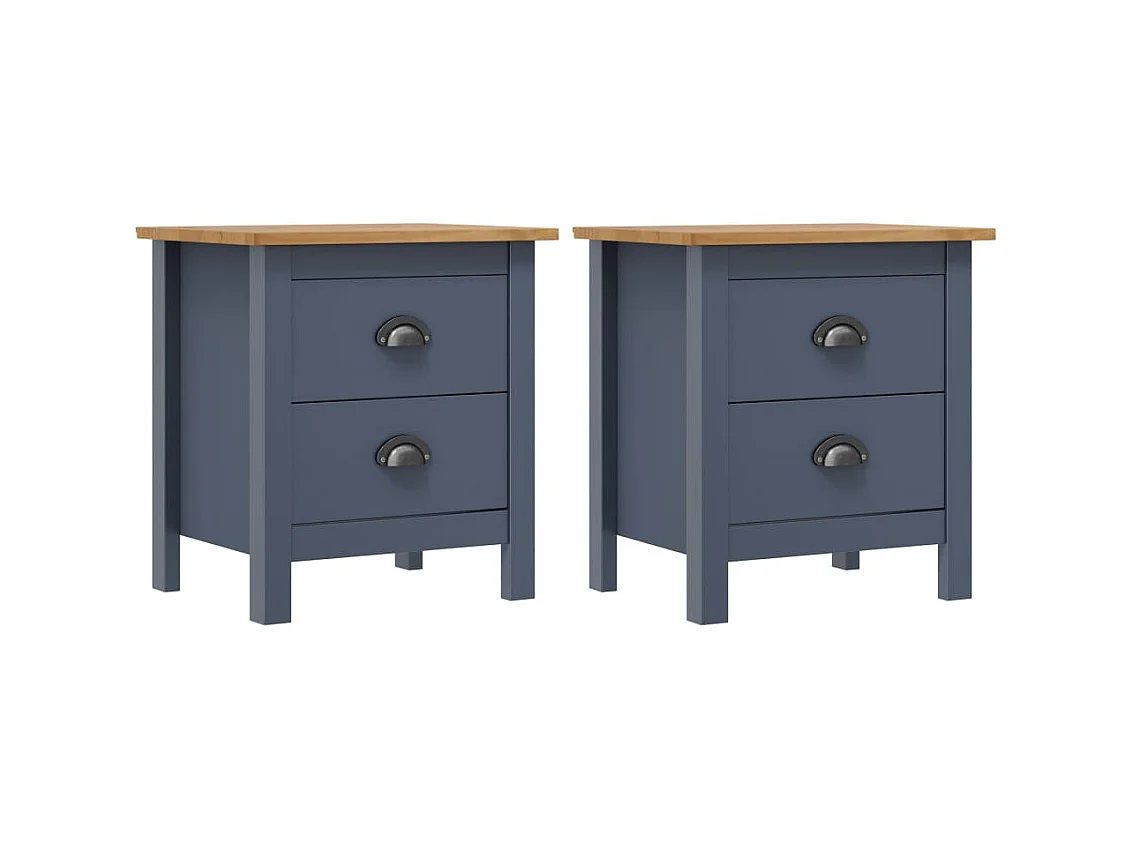 Lot de 2 Tables de chevet Hill Gris 46x35x49,5 cm Bois de pin GHR16967