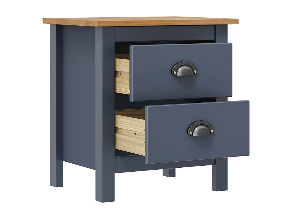 Comodini | Tavolini da notte | Tavolini da letto Hill Grigi 2 pz 46x35x49,5 cm in Legno di Pino