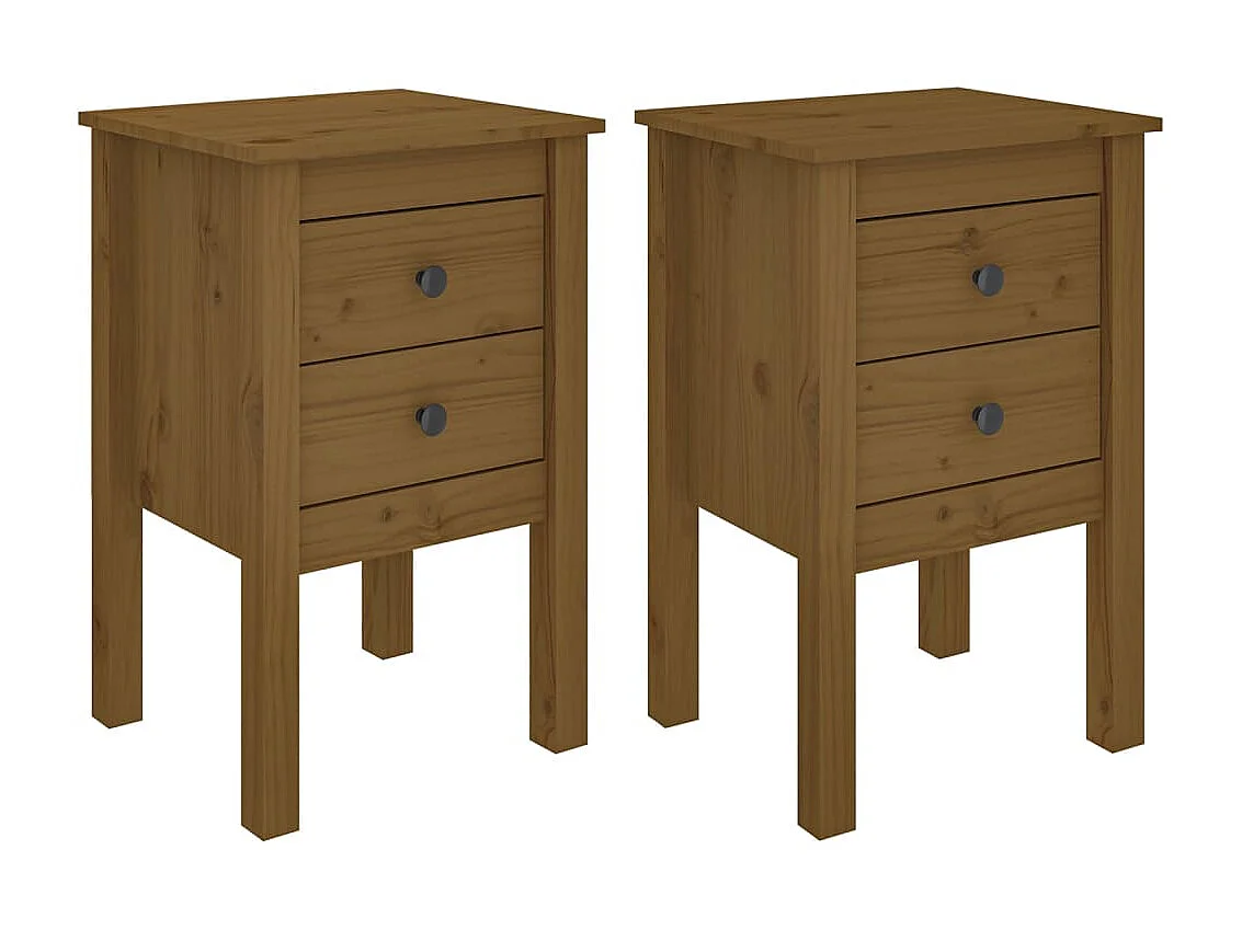 Nachtkastjes 2 st 40x35x61,5 cm massief grenenhout honingbruin NL35588
