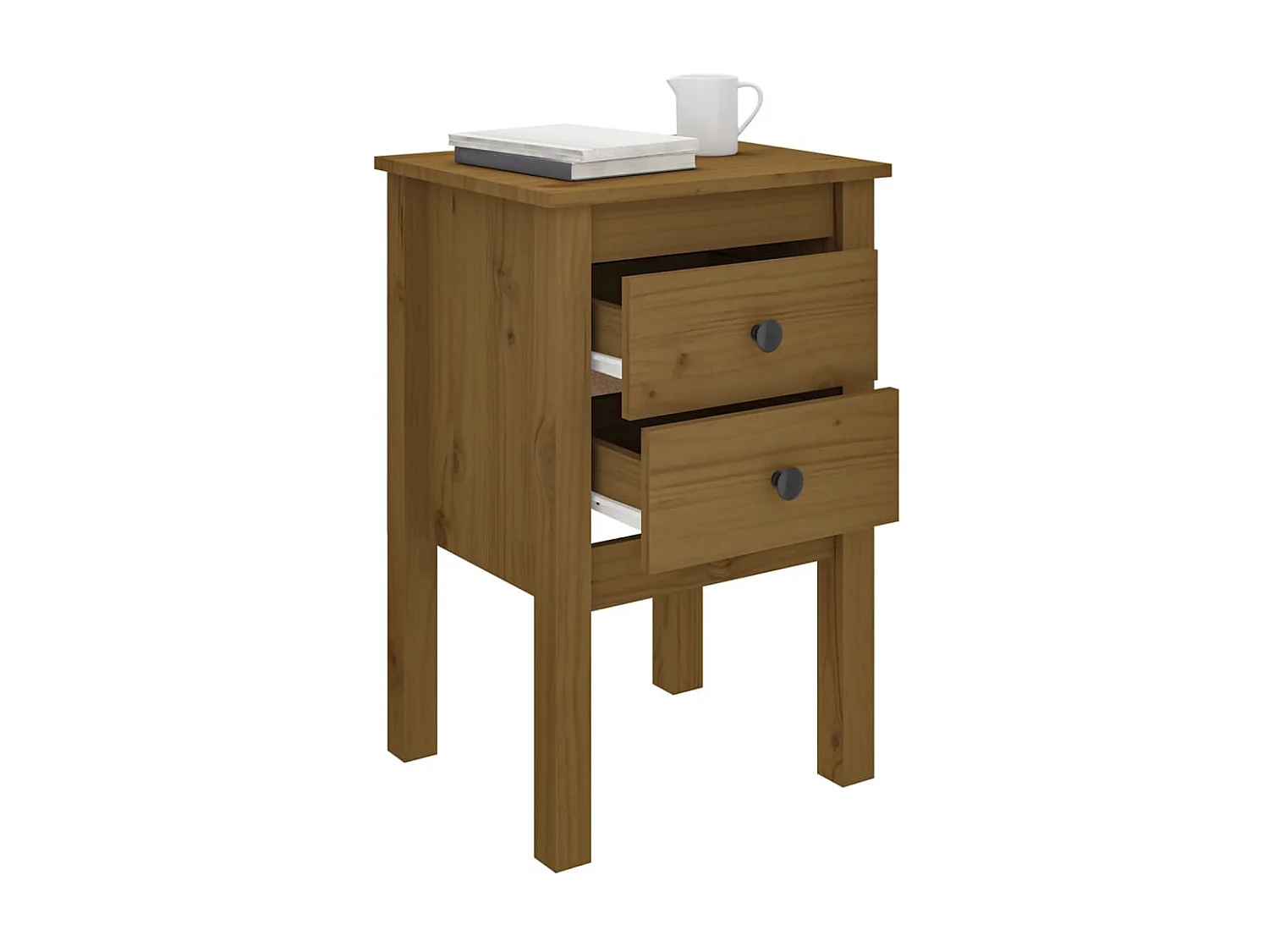 Nachtkastjes 2 st 40x35x61,5 cm massief grenenhout honingbruin NL35588