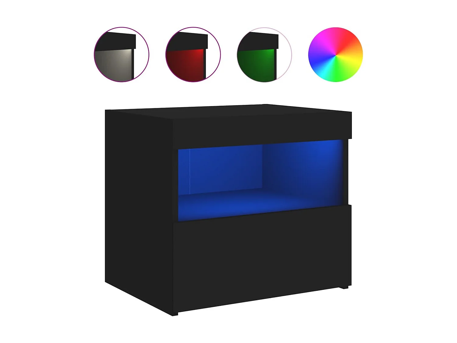 Table de chevet avec lumières LED noir 50x40x45 cm GHR97066