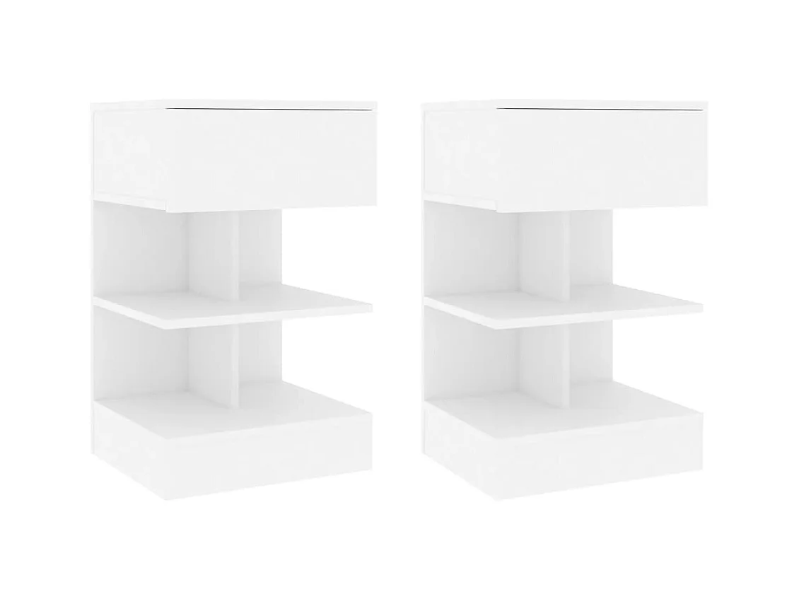 Lot de 2 Tables de chevet Blanc 40x35x65 cm Aggloméré GHR15869