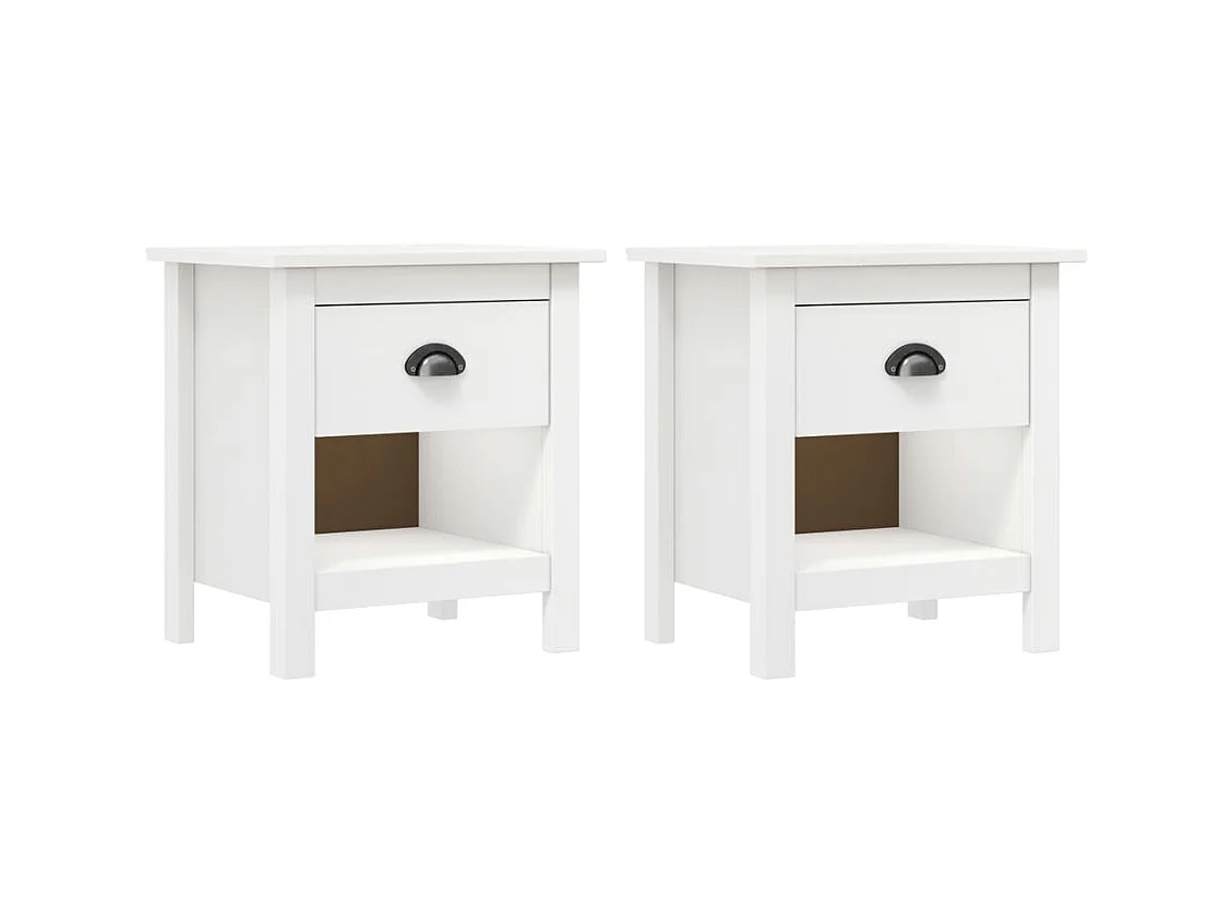 Lot de 2 Tables de chevet Hill 46x35x49,5 cm Bois de pin solide GHR93164