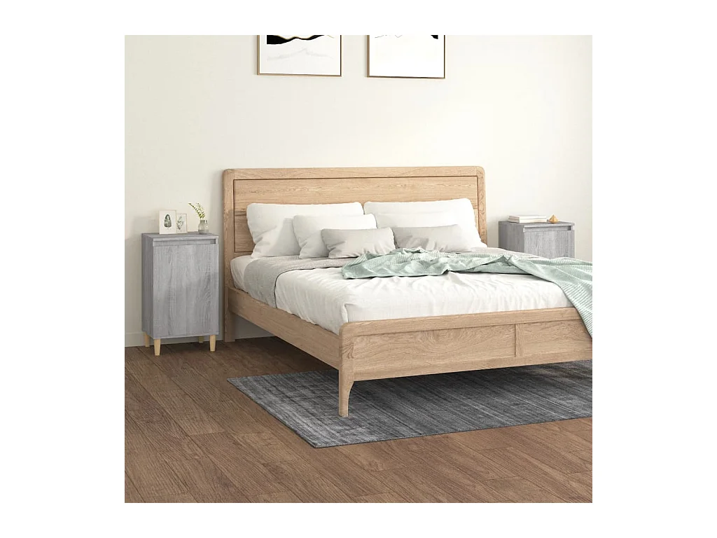 Lot de 2 Tables de chevet sonoma gris 40x35x70cm bois d'ingénierie GHR68621