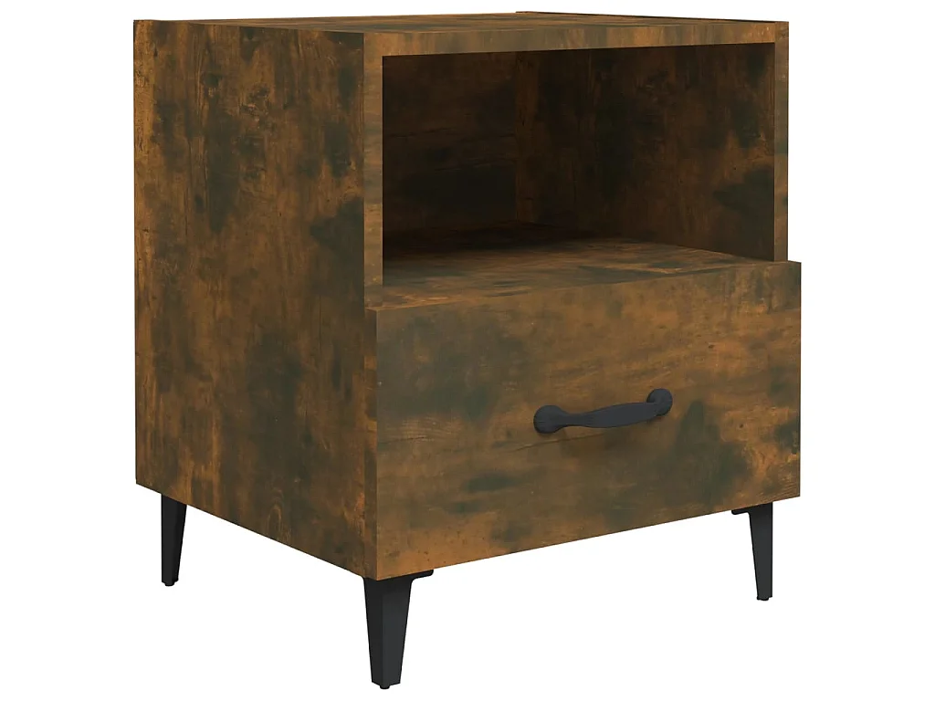 Lote de 2 Mesitas de noche madera contrachapada color roble ahumado ES40202