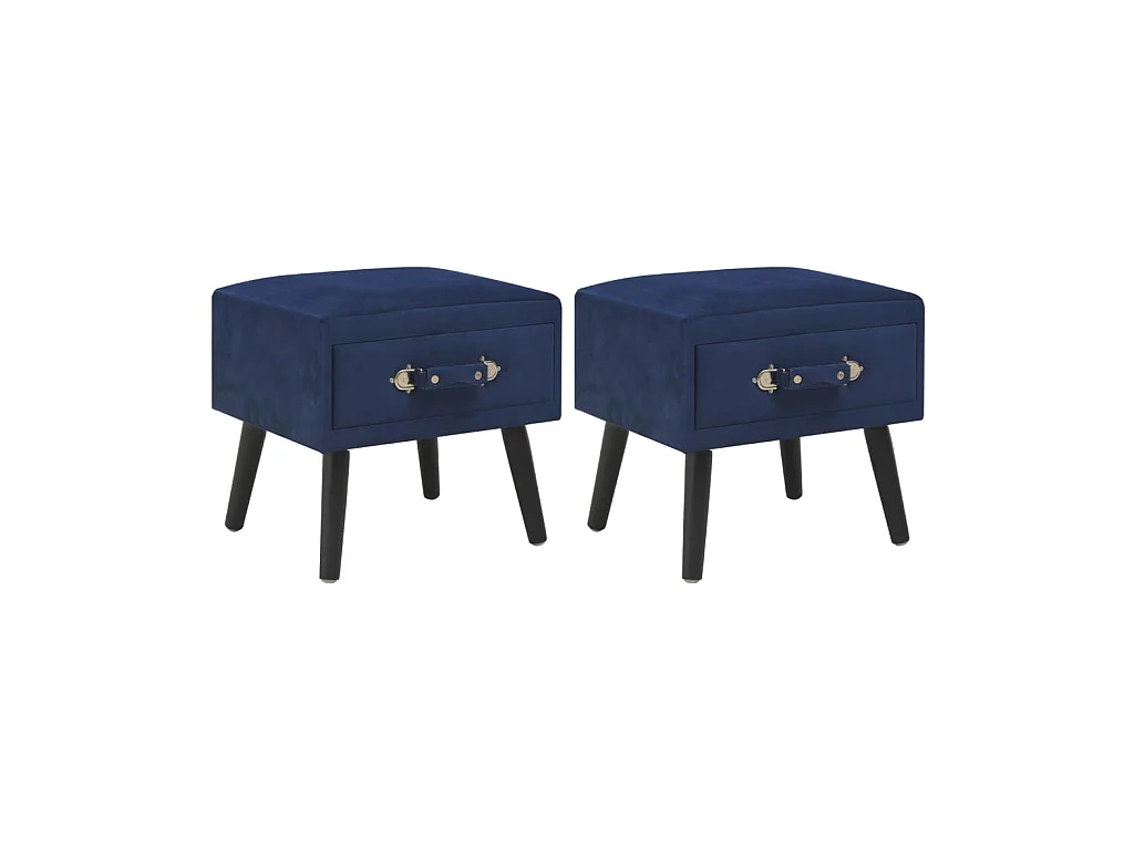 Lot de 2 Tables de chevet Bleu 40x35x40 cm Velours GHR71022
