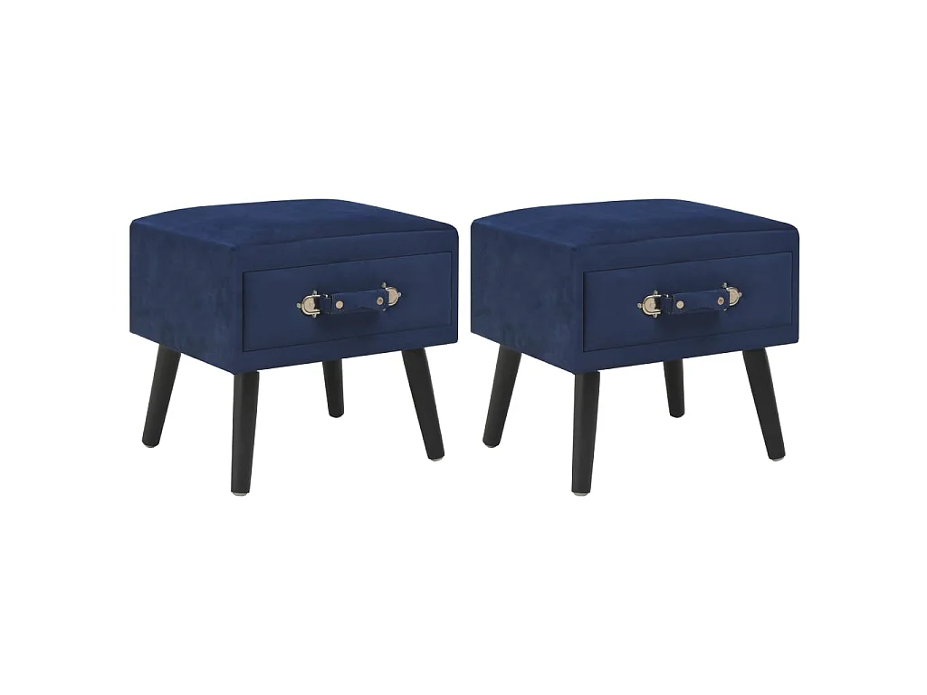 Lot de 2 Tables de chevet Bleu 40x35x40 cm Velours GHR71022
