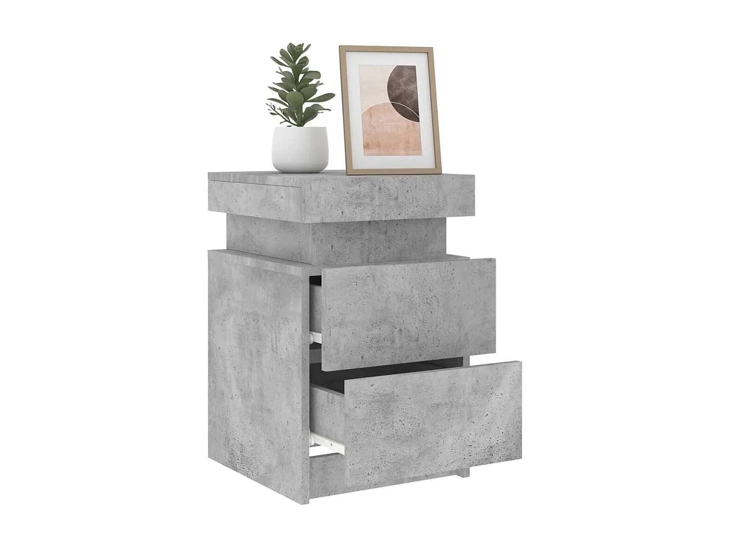 Table de chevet avec lumières LED gris béton 35x39x55 cm GHR28055