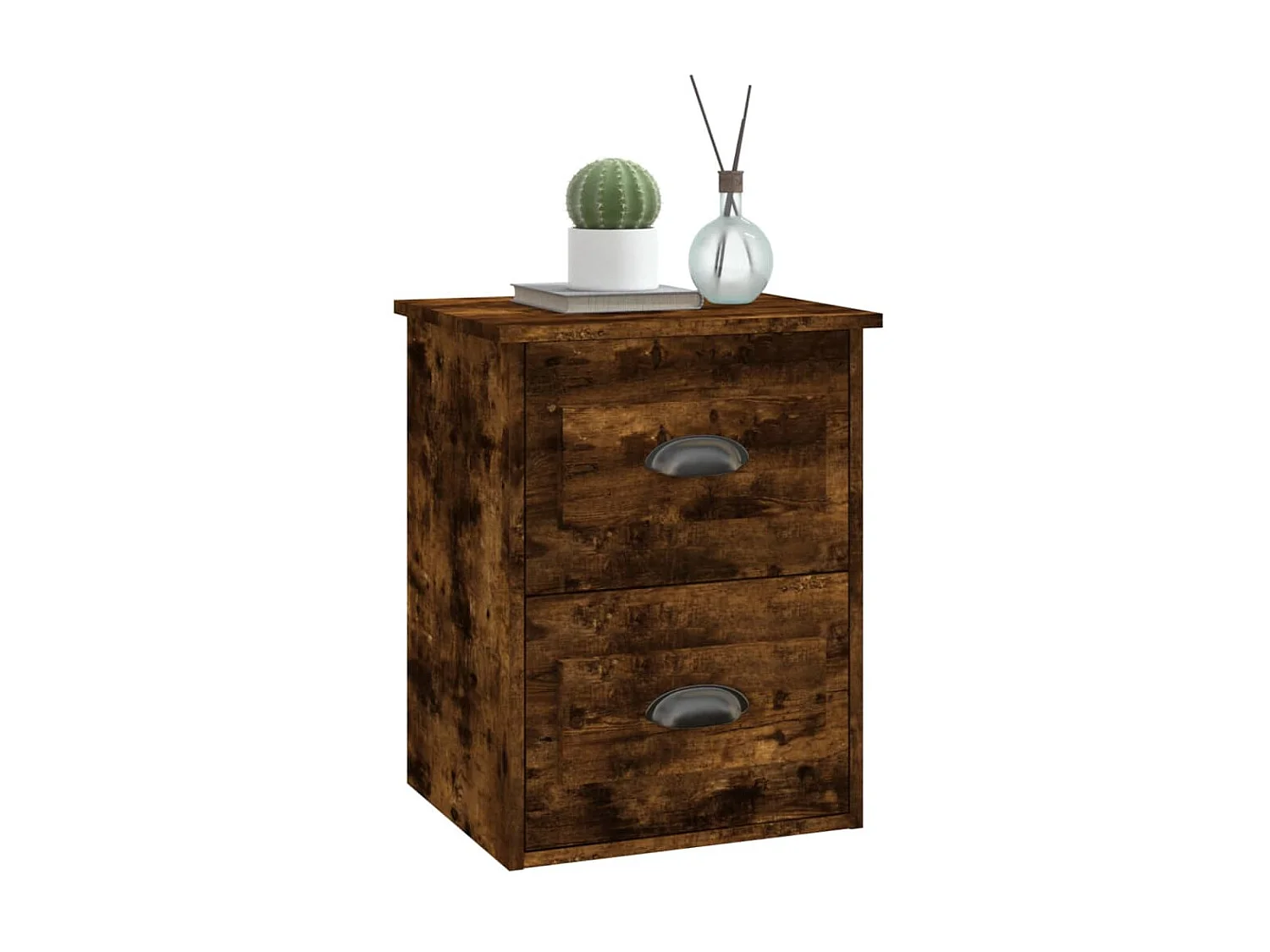 Lot de 2 Tables de chevet murales chêne fumé 41,5x36x53 cm GHR38001