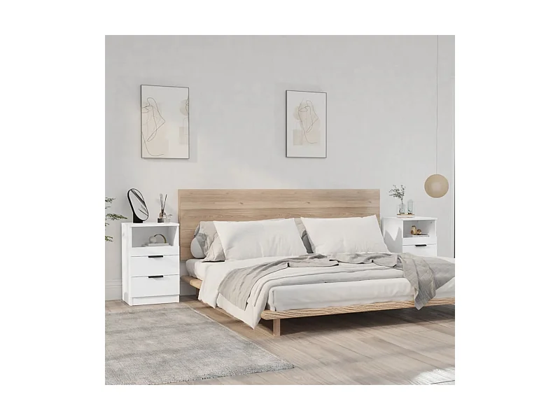 Nachtkastjes 2 st bewerkt hout wit NL18610