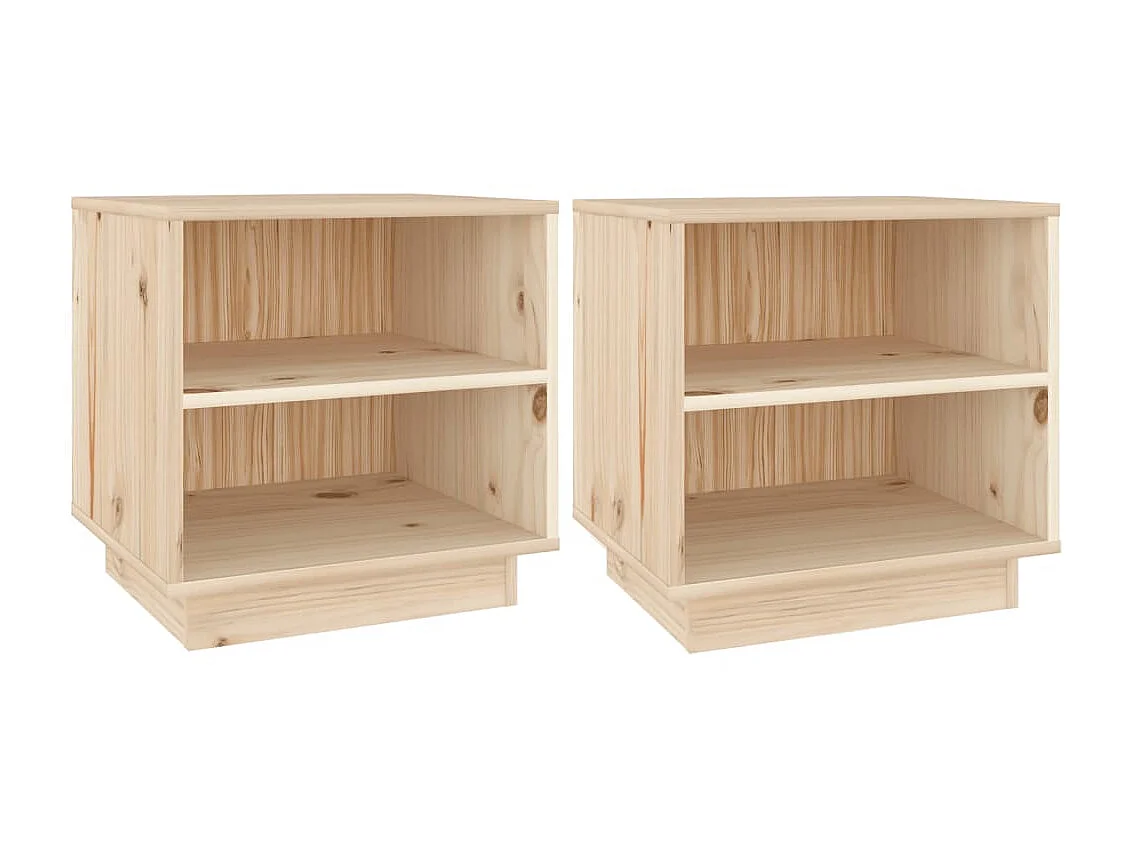 Lote de 2 Mesitas de noche madera maciza de pino 40x34x40 cm ES46573