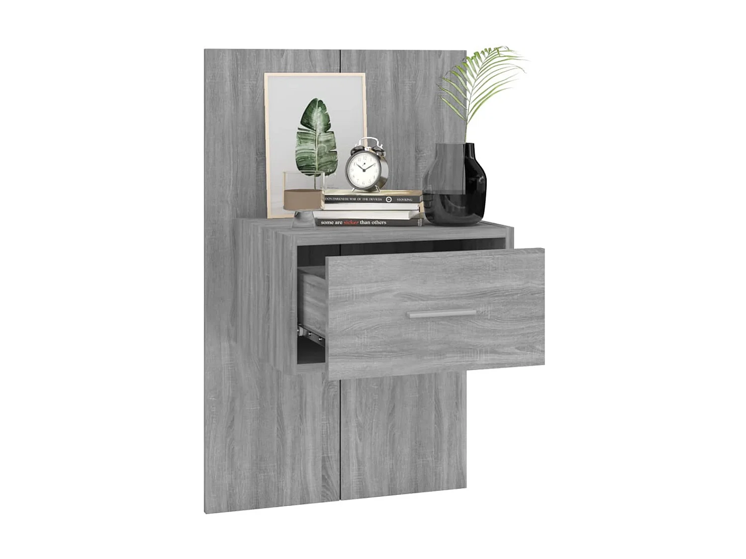 Lote de 2 Mesitas de noche de pared color gris Sonoma ES81020