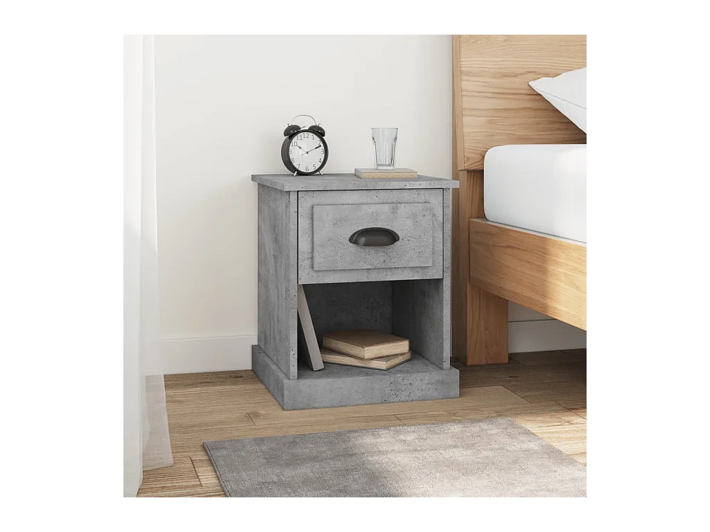 Lot de 2 Tables de chevet gris béton 39x39x47,5 cm bois ingénierie GHR99381